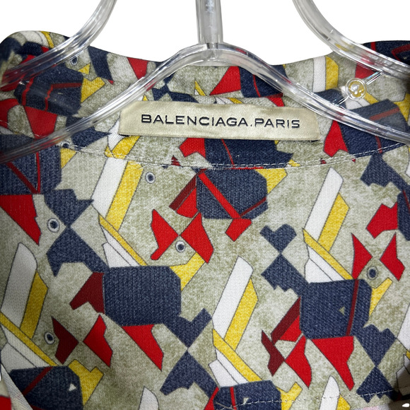 Balenciaga Paris Short Dress Size 36 Multicolor Abstract Print Long Sleeve - Picture 5 of 9